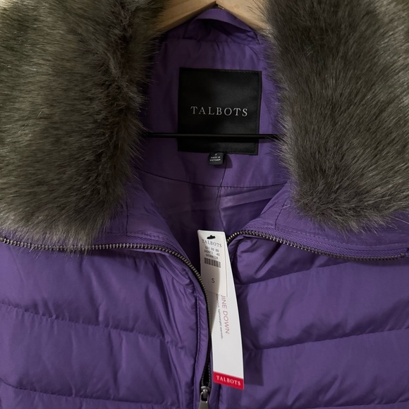 NWT Talbots Womens Purple Faux Fur Down Filled Vest Size Small Winter Outdoors - Picture 2 of 7